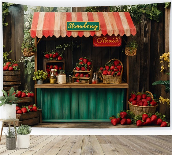 Spring Backdrops Picked Strawberries Market Scene Backdrop LXX1-121