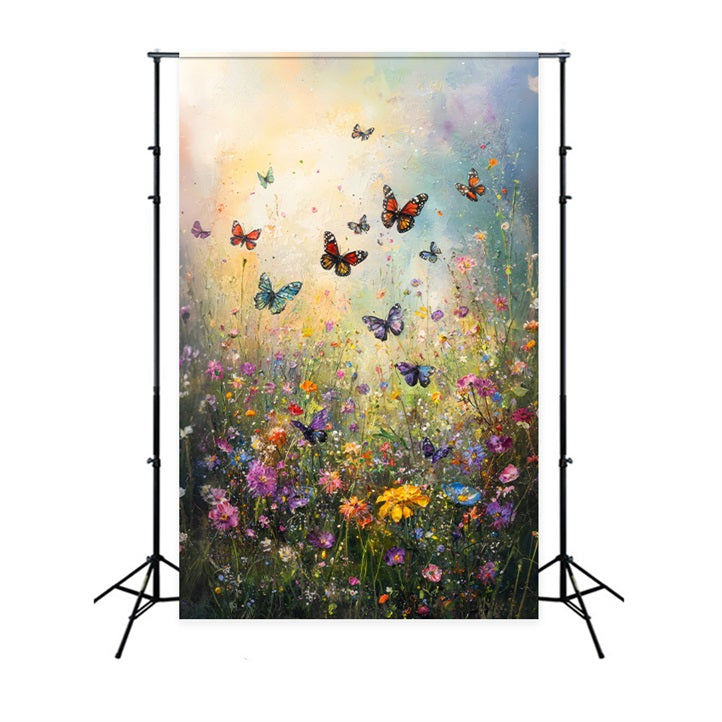 Photo Backdrop Spring ildflower Butterfly Field Backdrop LXX1-122