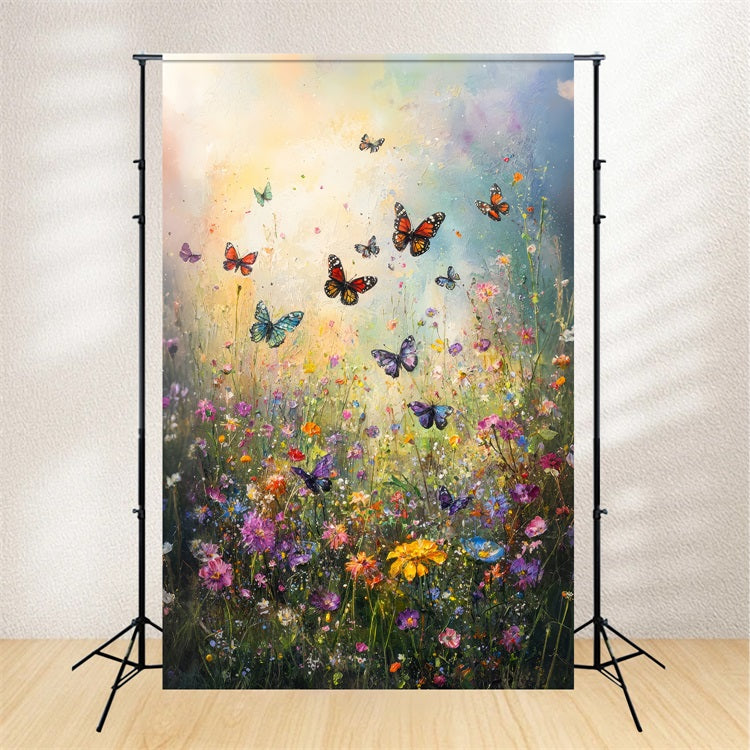 Photo Backdrop Spring ildflower Butterfly Field Backdrop LXX1-122