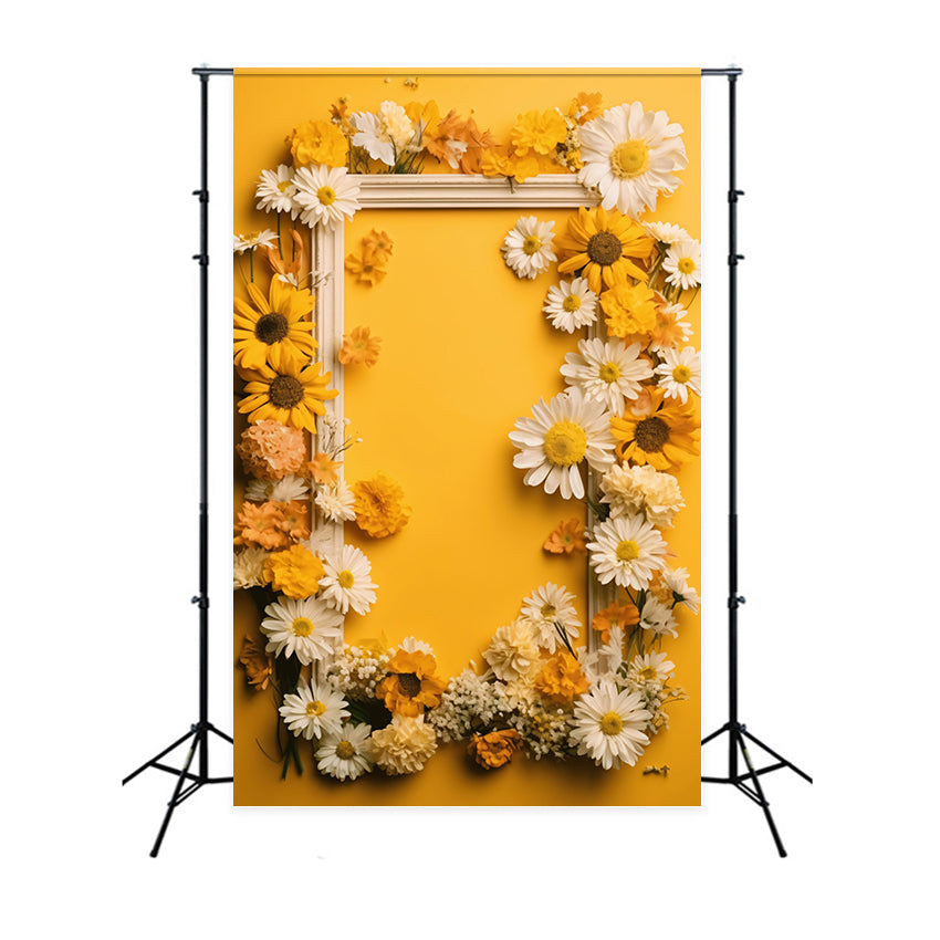 Springtime Backdrops Yellow Daisy Frame Design Backdrop LXX1-124