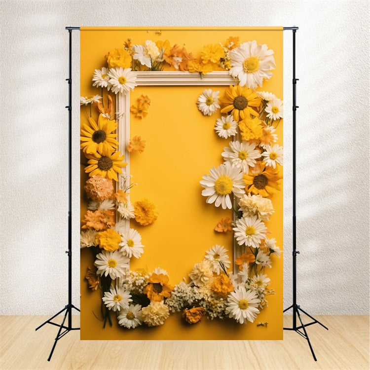 Springtime Backdrops Yellow Daisy Frame Design Backdrop LXX1-124