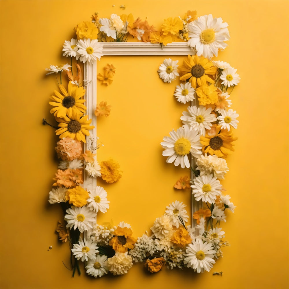 Springtime Backdrops Yellow Daisy Frame Design Backdrop LXX1-124