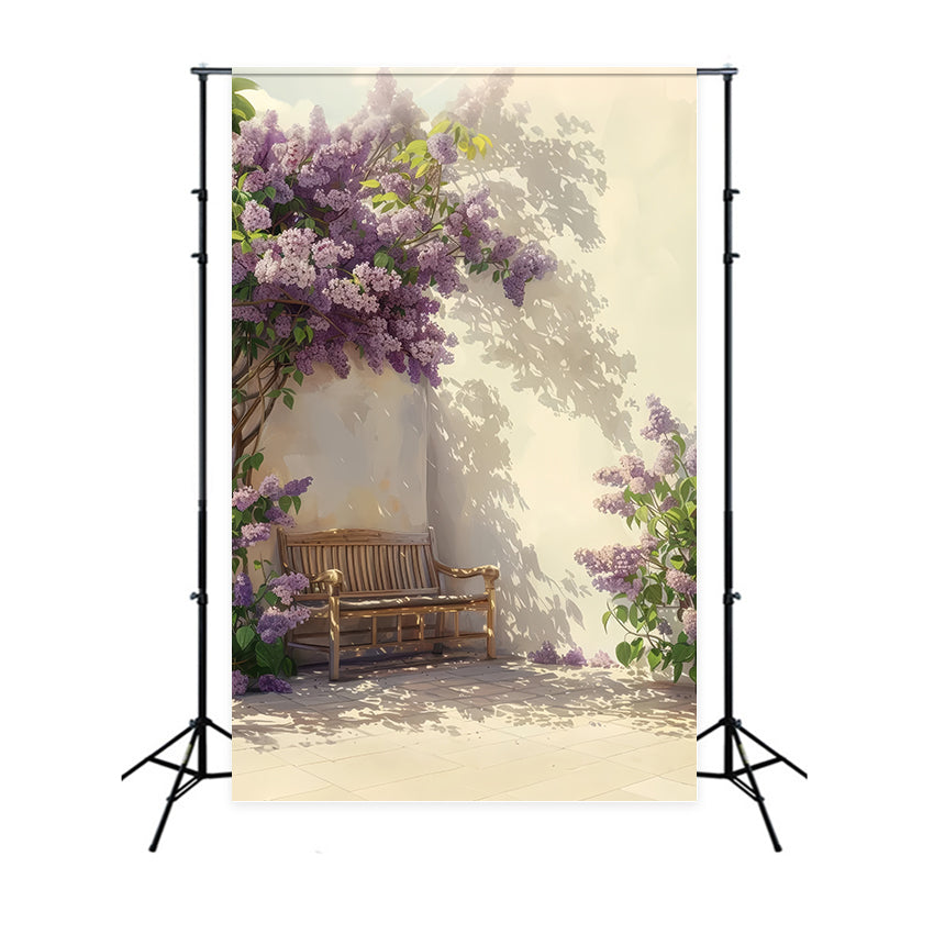 Backdrops Spring Elegant Lilac Bench Wall Background LXX1-126