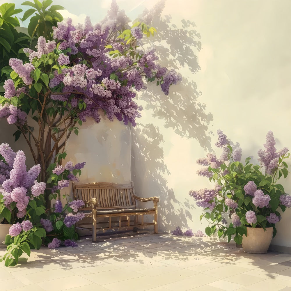 Backdrops Spring Elegant Lilac Bench Wall Background LXX1-126