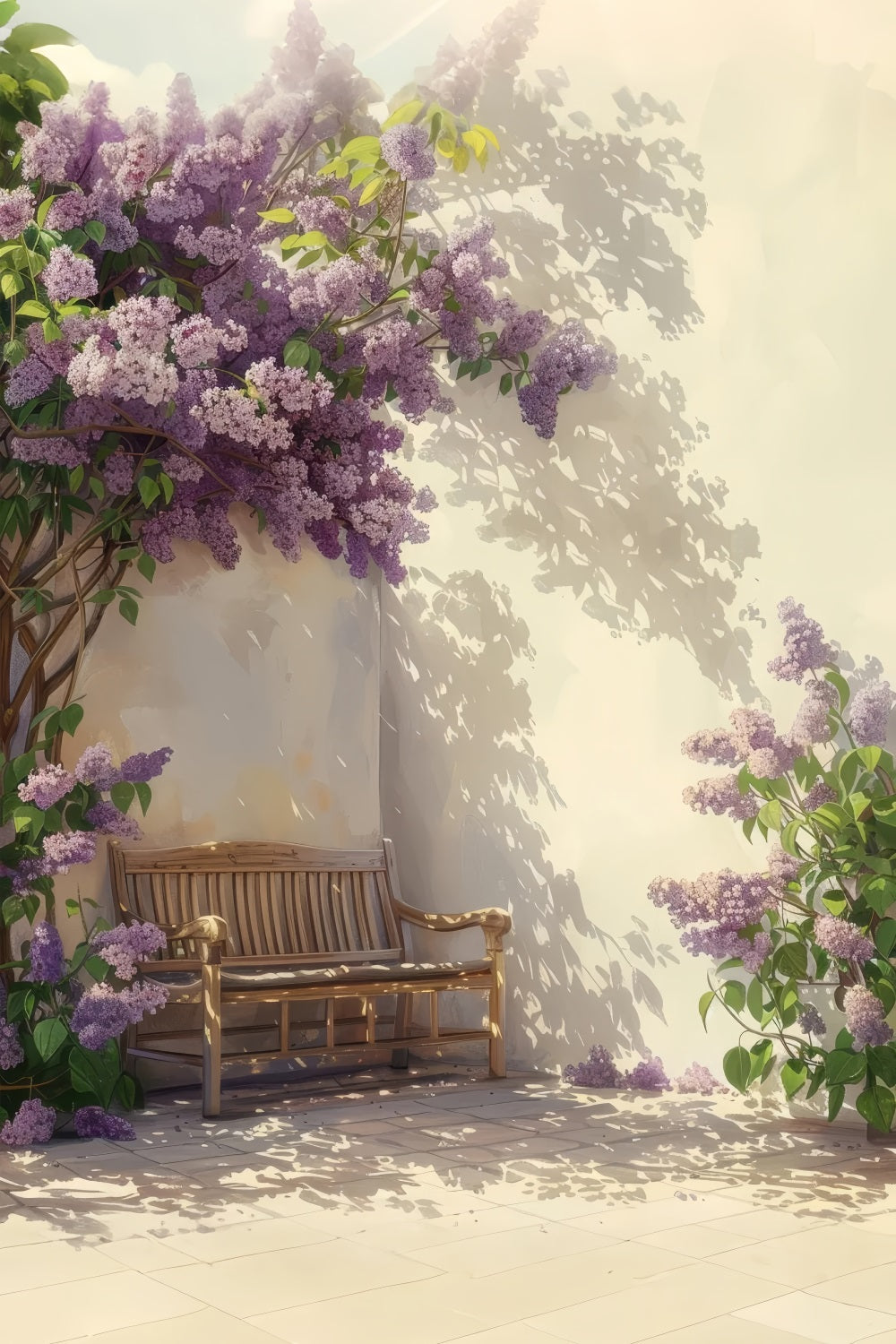 Backdrops Spring Elegant Lilac Bench Wall Background LXX1-126