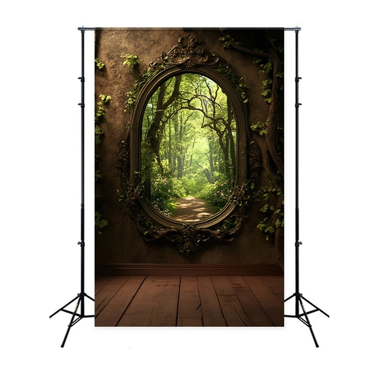 Backdrop Spring Forest Tunnel Wooden Floor Backdrop LXX1-130