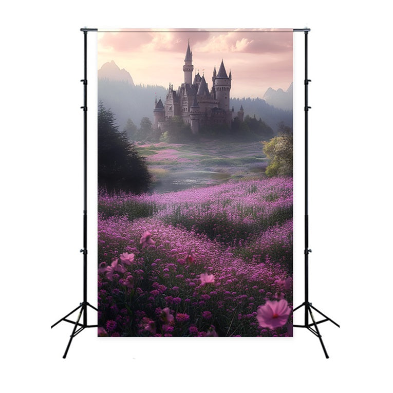 Spring Backdrop Flowers Castle Lavender Meadows Backdrop LXX1-135