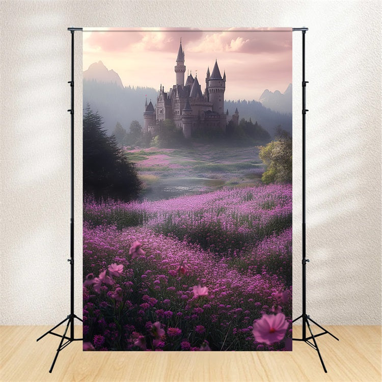 Spring Backdrop Flowers Castle Lavender Meadows Backdrop LXX1-135