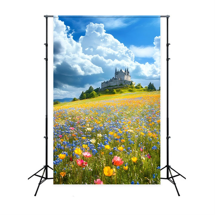 Spring Photography Backdrop Castle Floral Landscape Backdrop LXX1-136