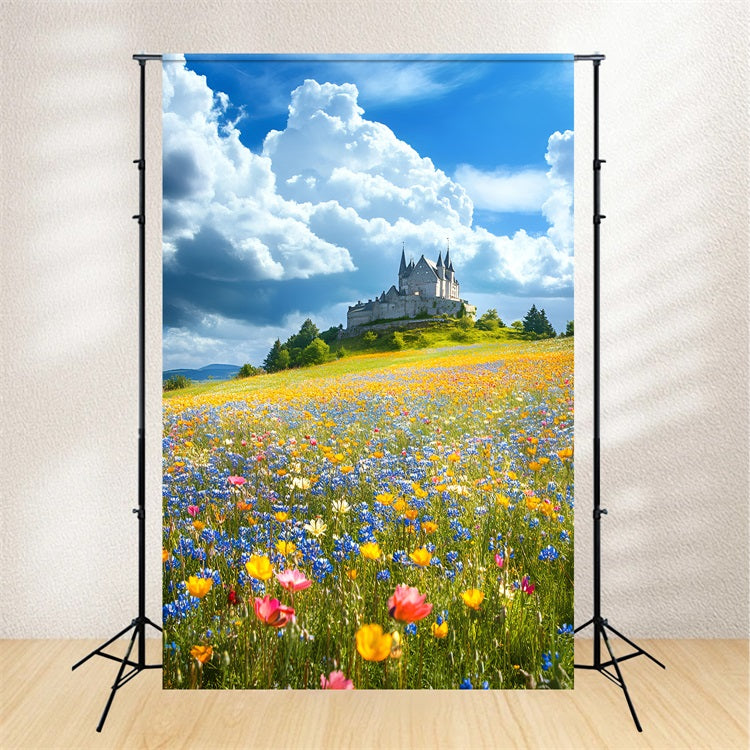 Spring Photography Backdrop Castle Floral Landscape Backdrop LXX1-136