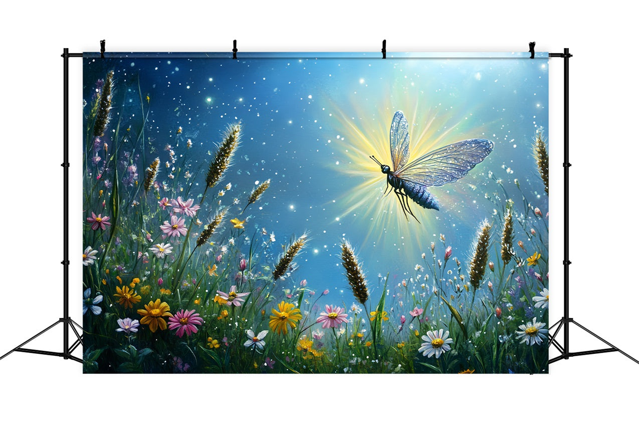 Spring Backdrops Ideas Illuminated Dragonfly Blooming Flowers Backdrop LXX1-14