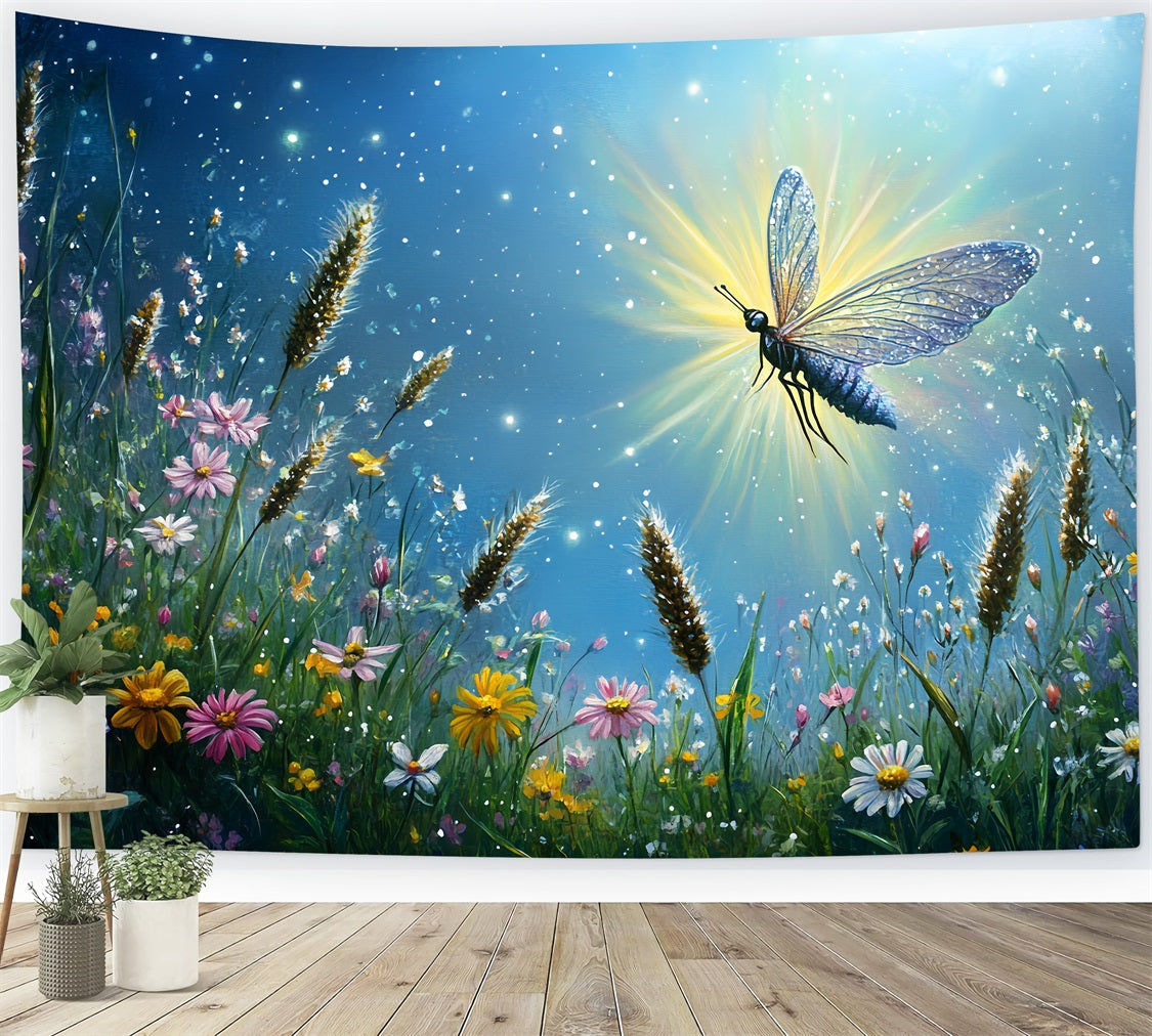 Spring Backdrops Ideas Illuminated Dragonfly Blooming Flowers Backdrop LXX1-14