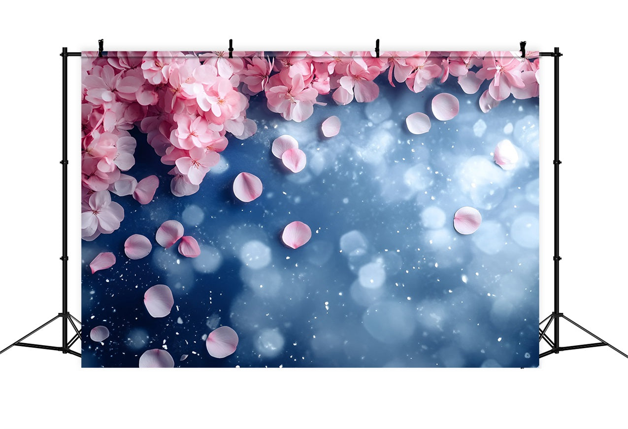 Spring Photo Backdrops Pink Petals Blue Glow Backdrop LXX1-145