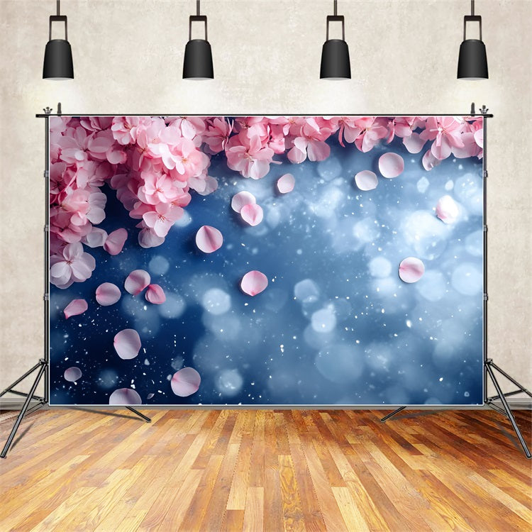 Spring Photo Backdrops Pink Petals Blue Glow Backdrop LXX1-145