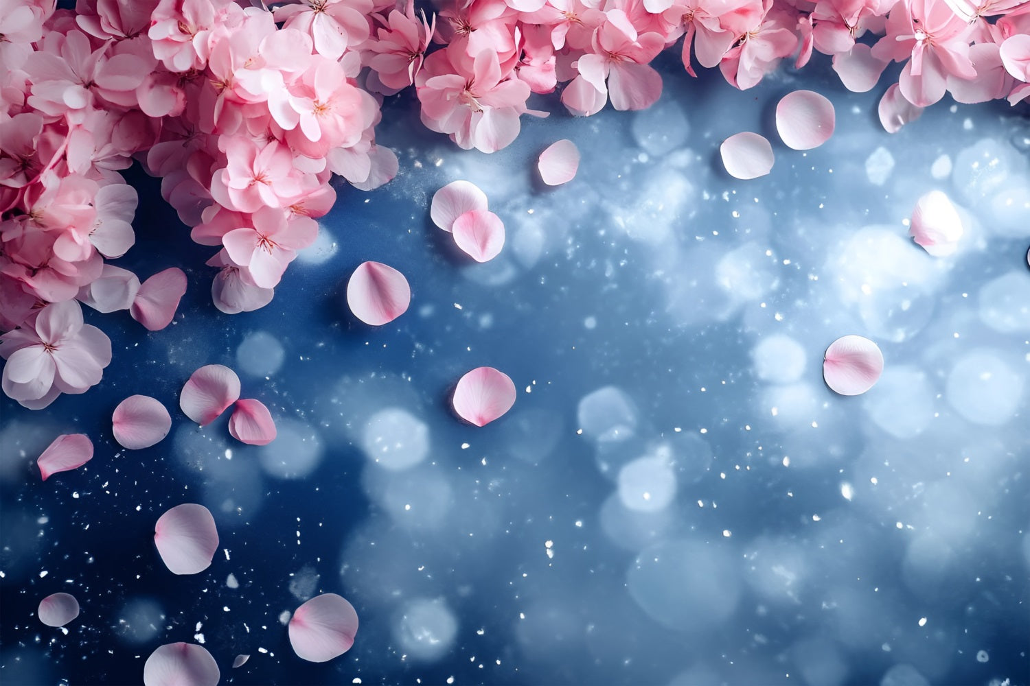 Spring Photo Backdrops Pink Petals Blue Glow Backdrop LXX1-145