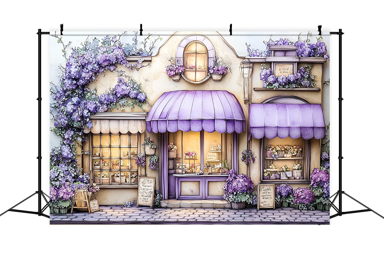 Spring Photo Backdrop Lavender Awning Flower Shop Backdrop LXX1-146