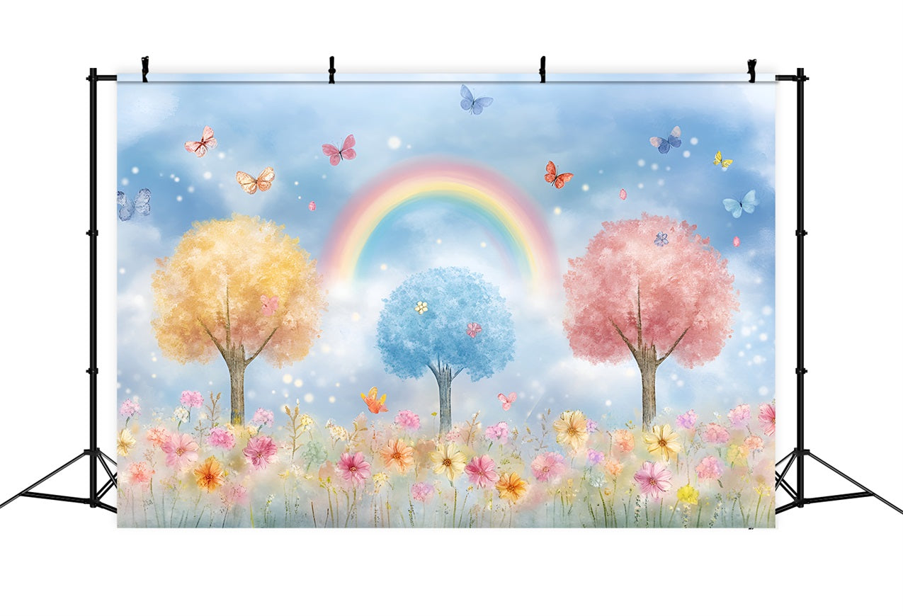 Spring Backdrops Rainbow Pastel Flowers Scene Backdrop LXX1-148