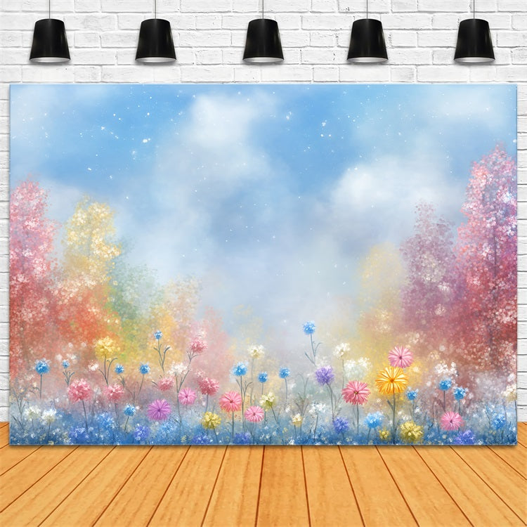 Spring Backdrops Photography Pastel Wildflower Meadow Backdrop LXX1-149