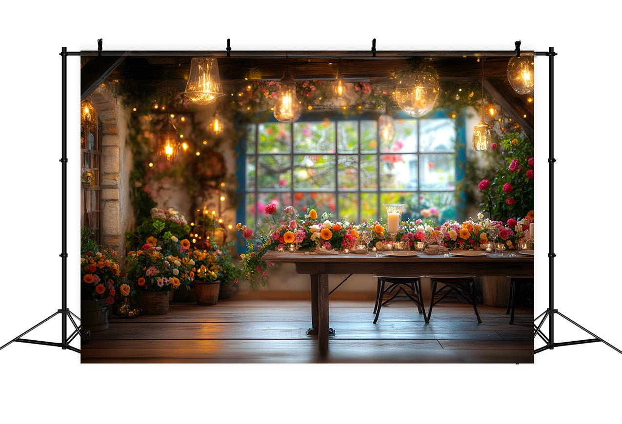 Spring Photo Backdrops Festive Flowers Candlelit Table Backdrop LXX1-152