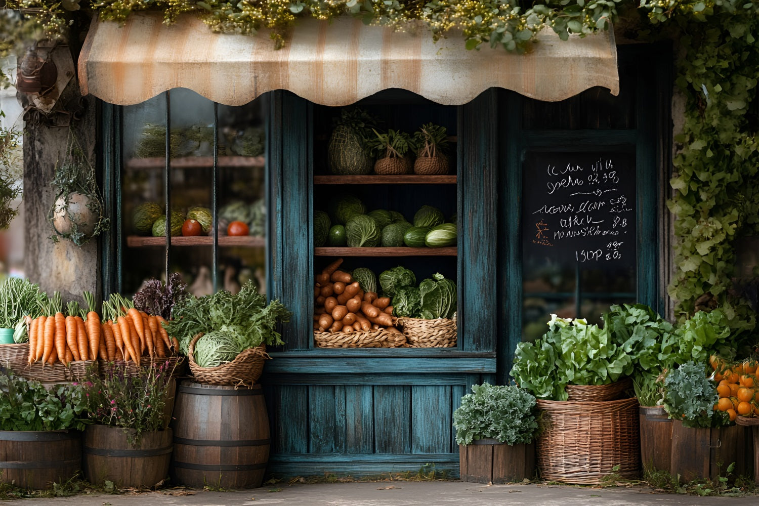 Spring Photography Backdrop Rustic Grocer Farm Window Backdrop LXX1-153