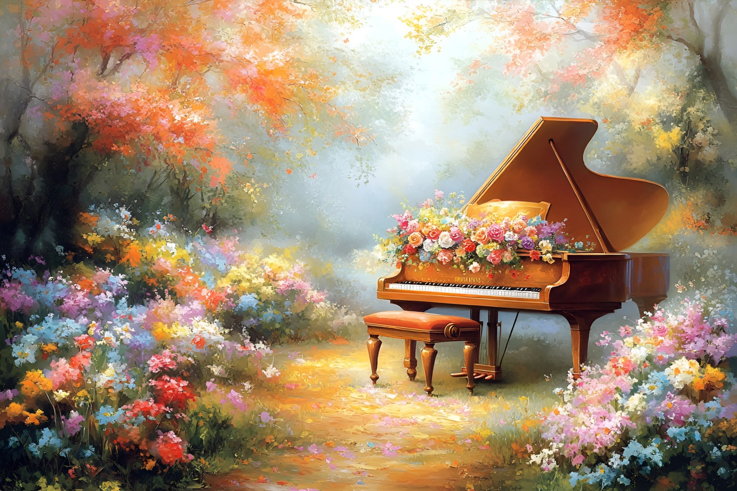 Backdrop Spring Garden Symphony Grand Piano Backdrop LXX1-155