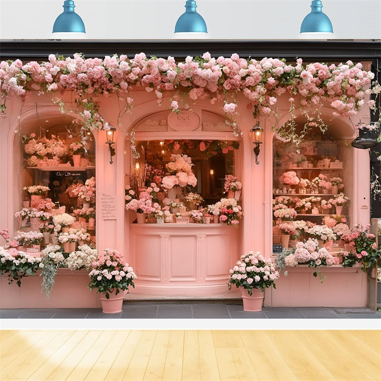 Spring Photography Backdrop Fairytale Pink Storefront Roses Backdrop LXX1-156