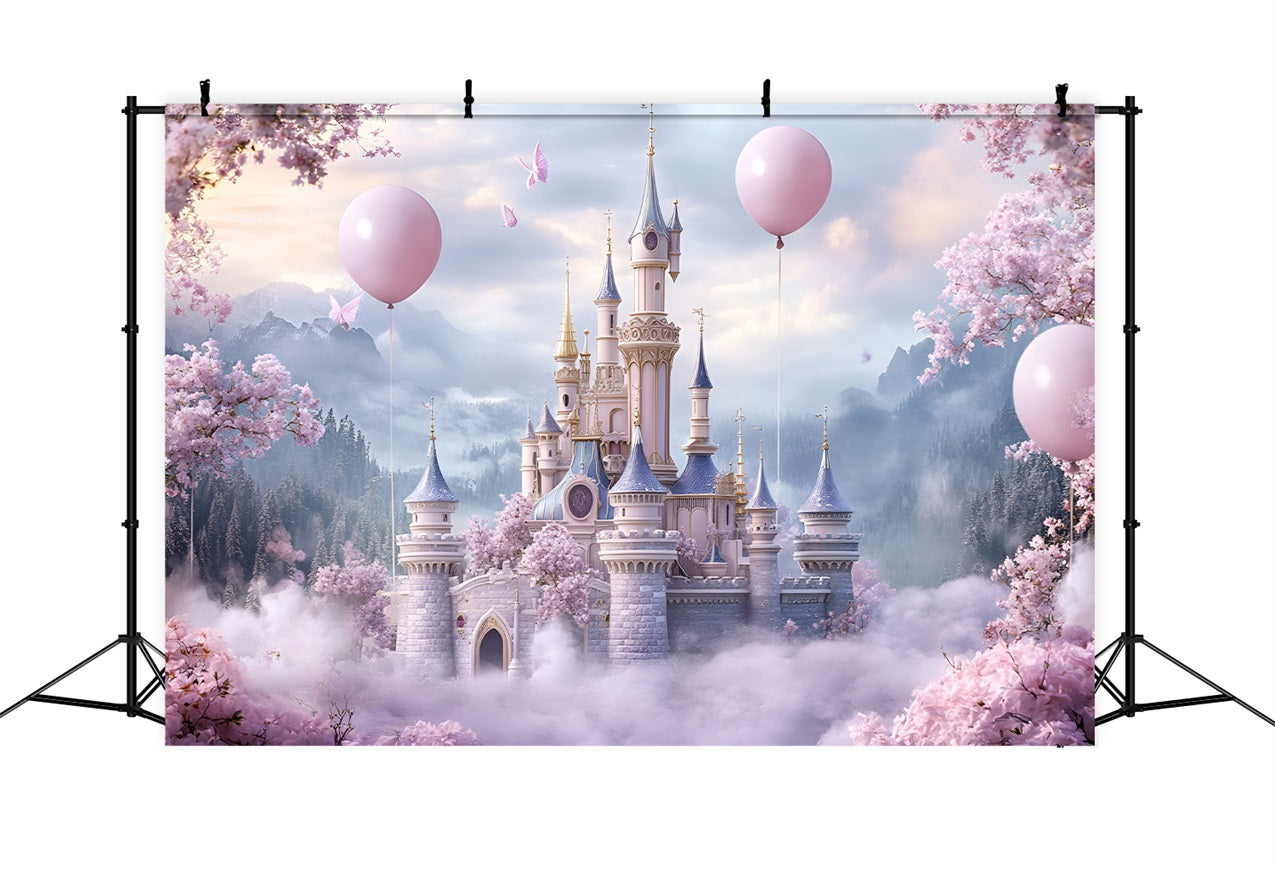 Spring Picture Backdrop Royal Castle Cherry Bloom Backdrop LXX1-159