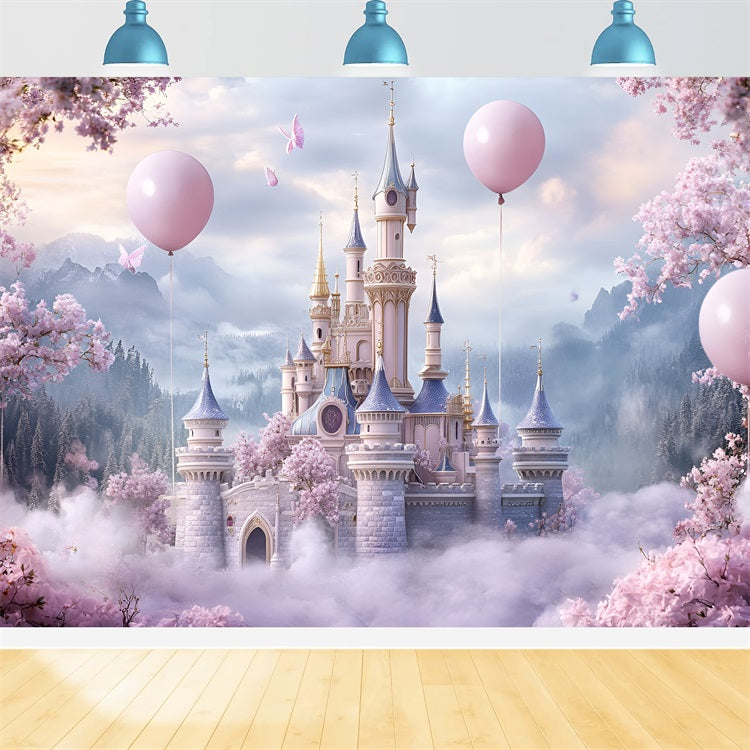 Spring Picture Backdrop Royal Castle Cherry Bloom Backdrop LXX1-159