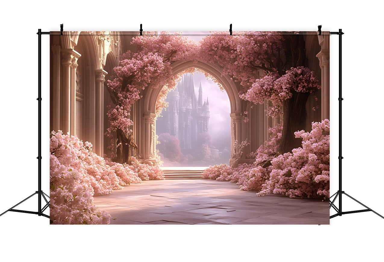 Spring Backdrops Pictures Pink Bloom Arch Scene Backdrop LXX1-163