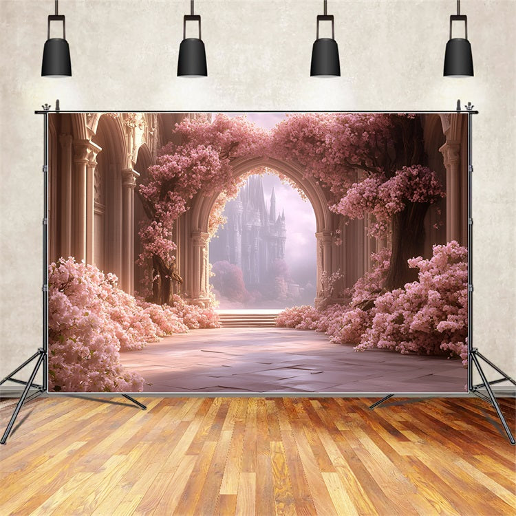 Spring Backdrops Pictures Pink Bloom Arch Scene Backdrop LXX1-163