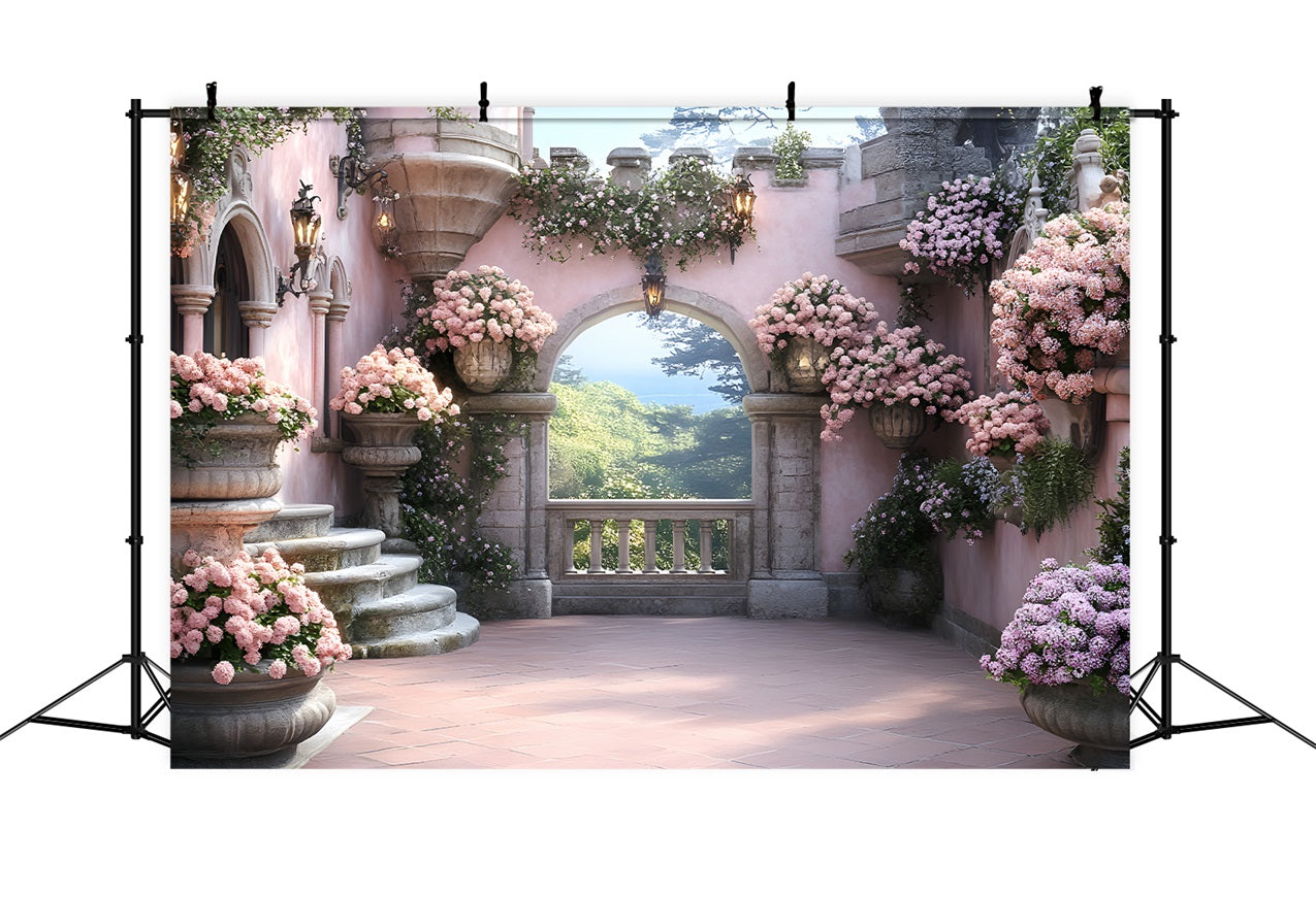 Spring Backdrop Flowers Garden Arch Castle Backdrop LXX1-164