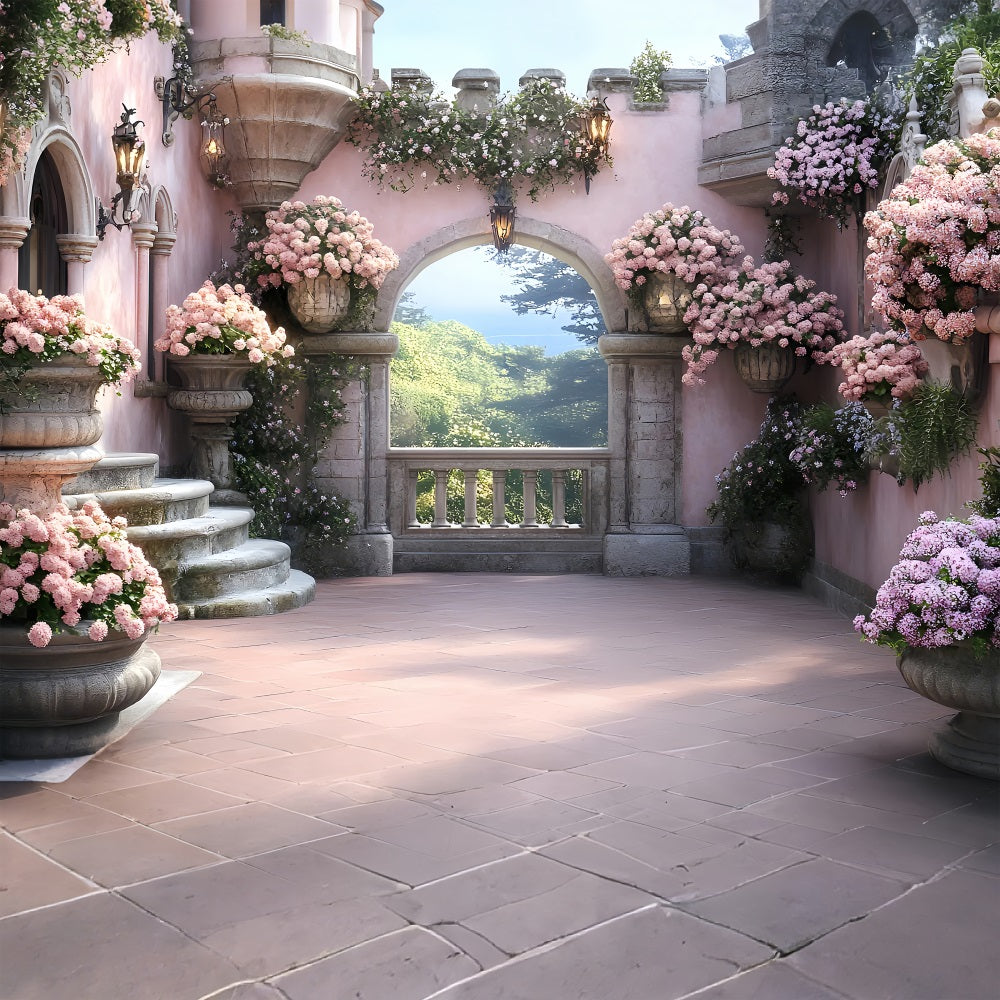 Spring Backdrop Flowers Garden Arch Castle Backdrop LXX1-164