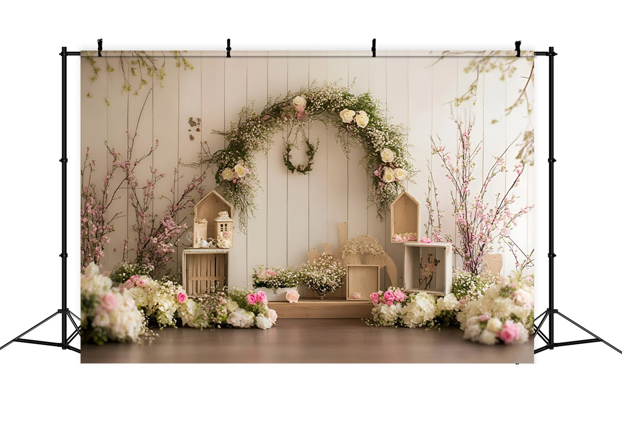 Photo Backdrop Spring Rose Arch Light Pastel Backdrop LXX1-170