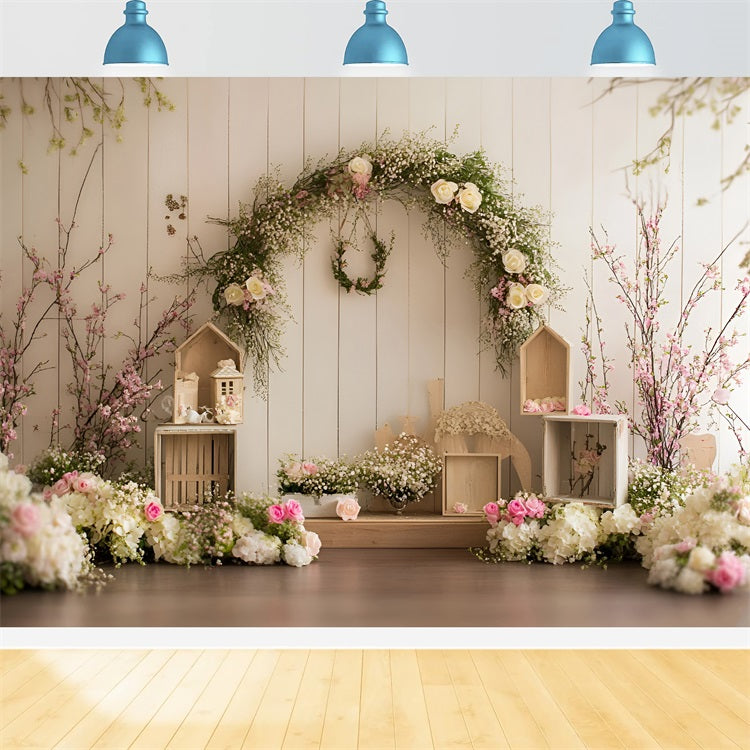 Photo Backdrop Spring Rose Arch Light Pastel Backdrop LXX1-170