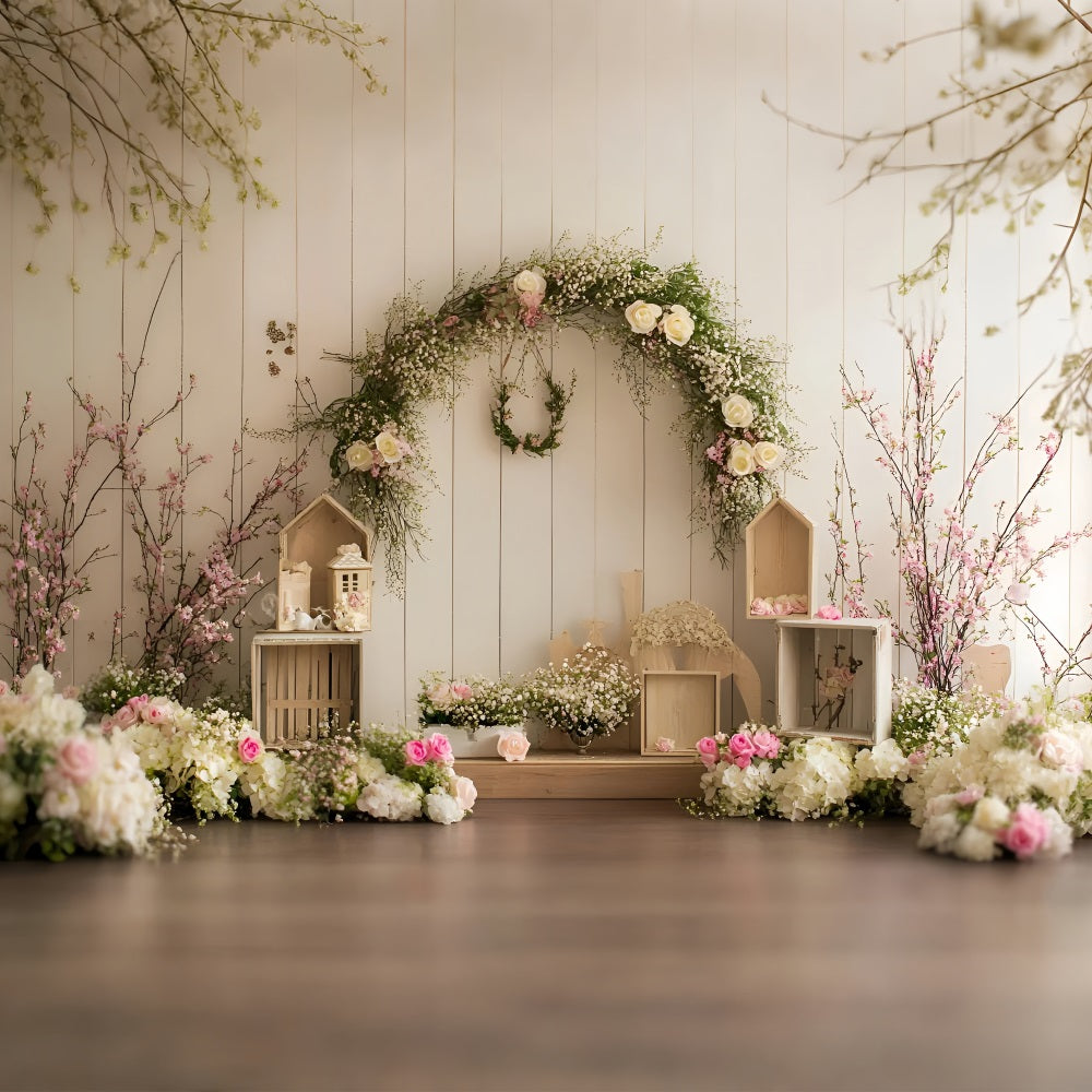 Photo Backdrop Spring Rose Arch Light Pastel Backdrop LXX1-170