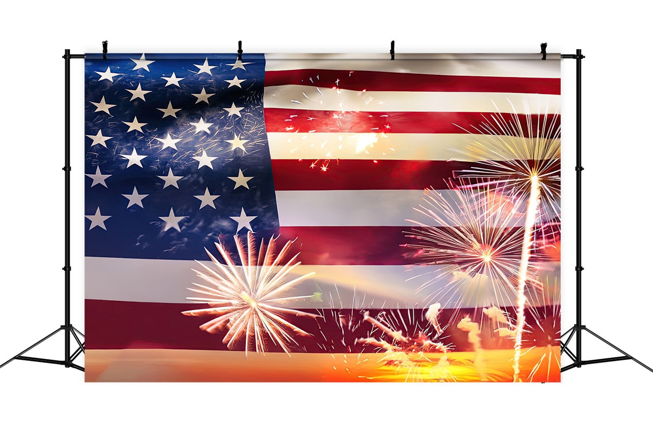 American Flag Backdrop Celebration Freedom Fireworks Backdrop LXX1-179