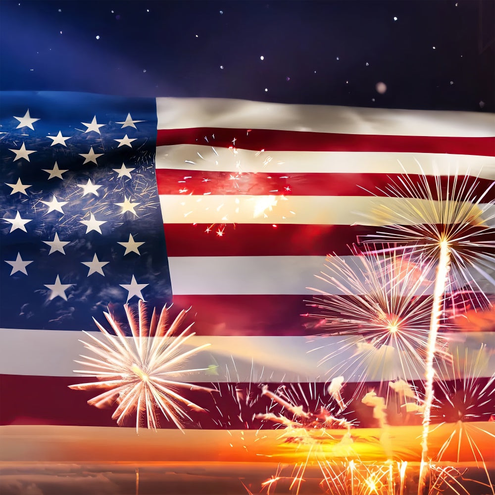 American Flag Backdrop Celebration Freedom Fireworks Backdrop LXX1-179