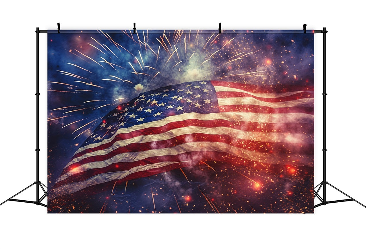 American Flag Backdrops Illuminated Glory Fireworks Backdrop LXX1-180