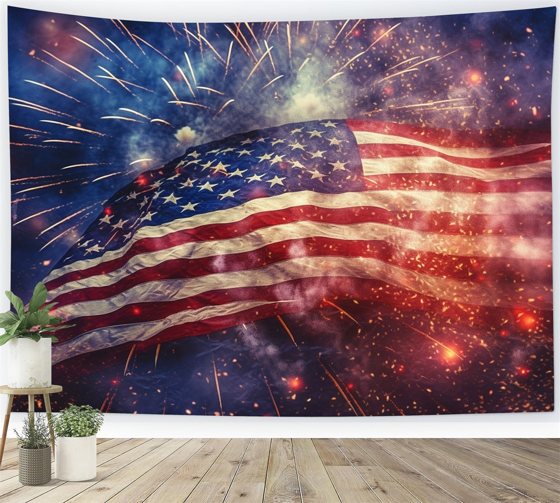 American Flag Backdrops Illuminated Glory Fireworks Backdrop LXX1-180