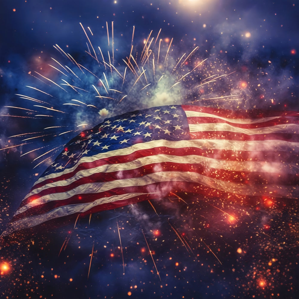 American Flag Backdrops Illuminated Glory Fireworks Backdrop LXX1-180