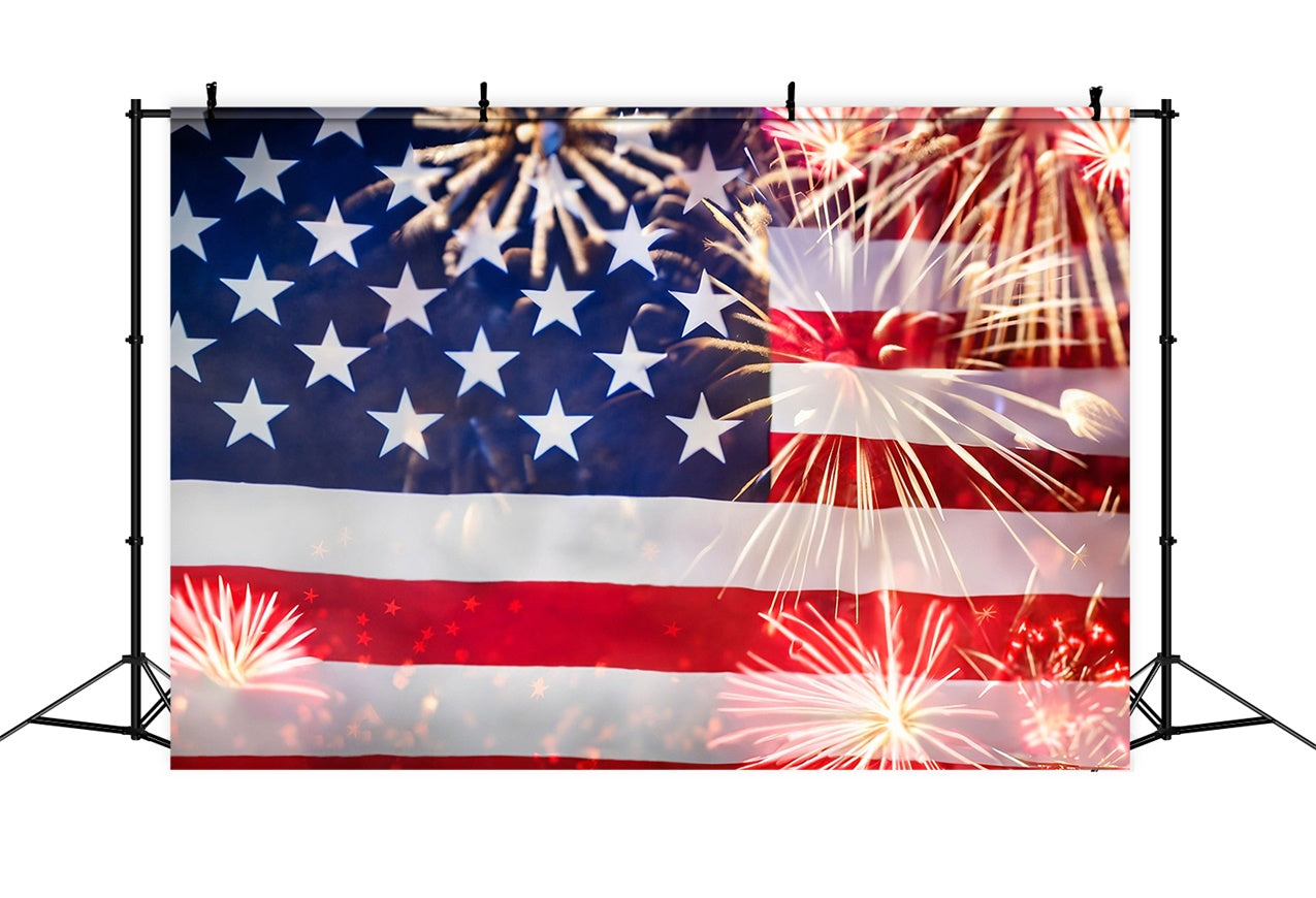 American Flag Backdrops Stars Fireworks Celebration Backdrop LXX1-183