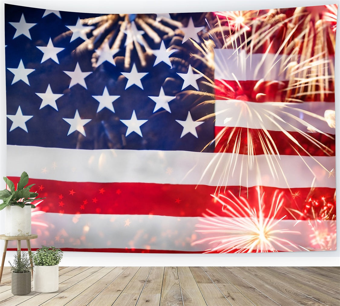 American Flag Backdrops Stars Fireworks Celebration Backdrop LXX1-183