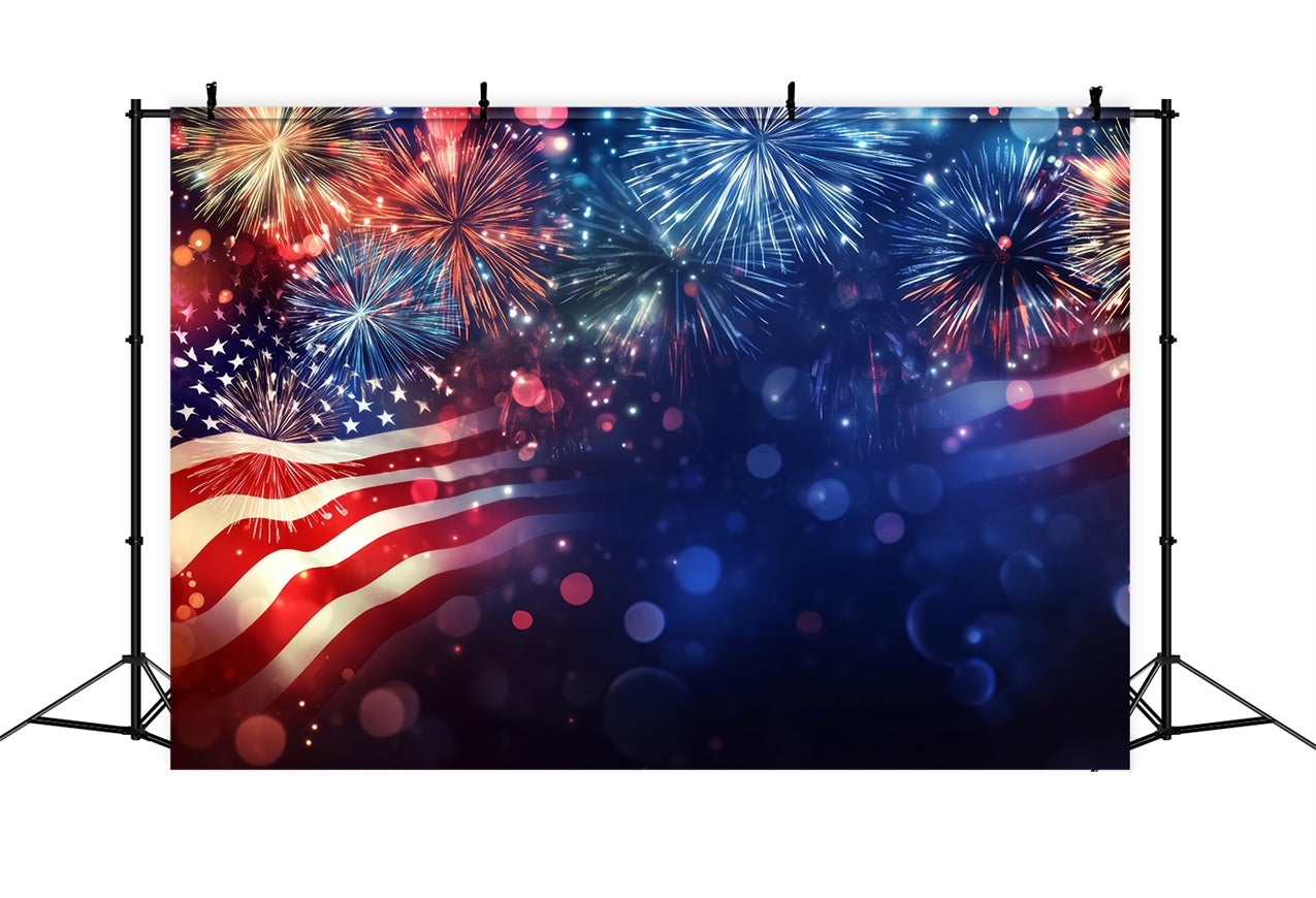 American Flag Backdrop Patriotic Stars Night Celebration Backdrop LXX1-185