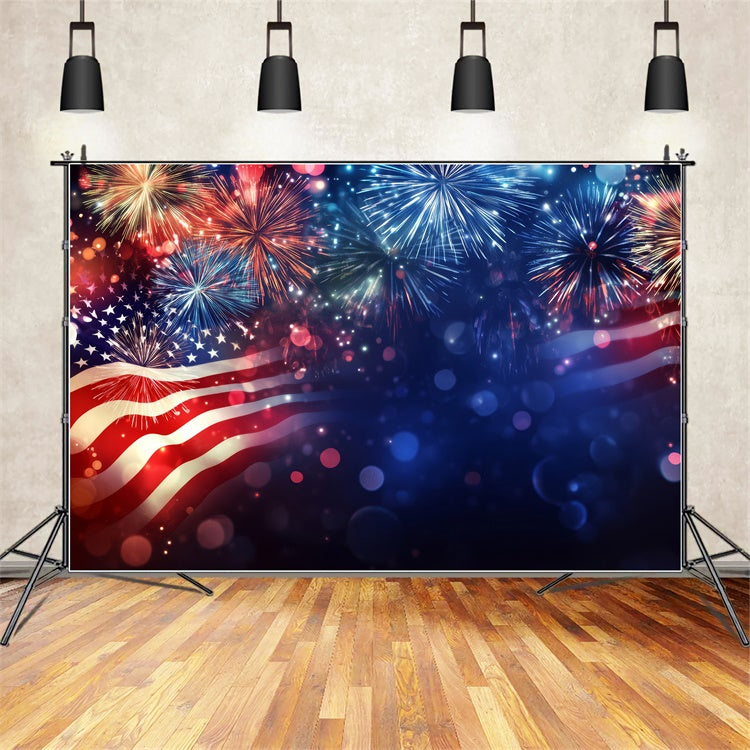 American Flag Backdrop Patriotic Stars Night Celebration Backdrop LXX1-185