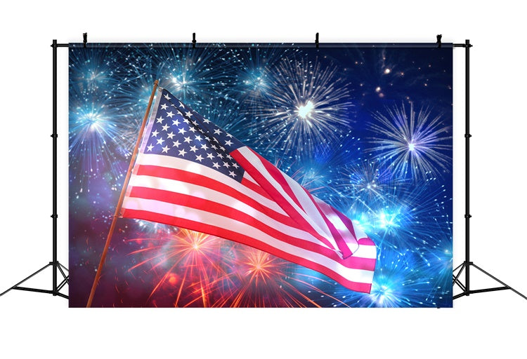 American Flag Backdrops Sparkling Night Fireworks Backdrop LXX1-187