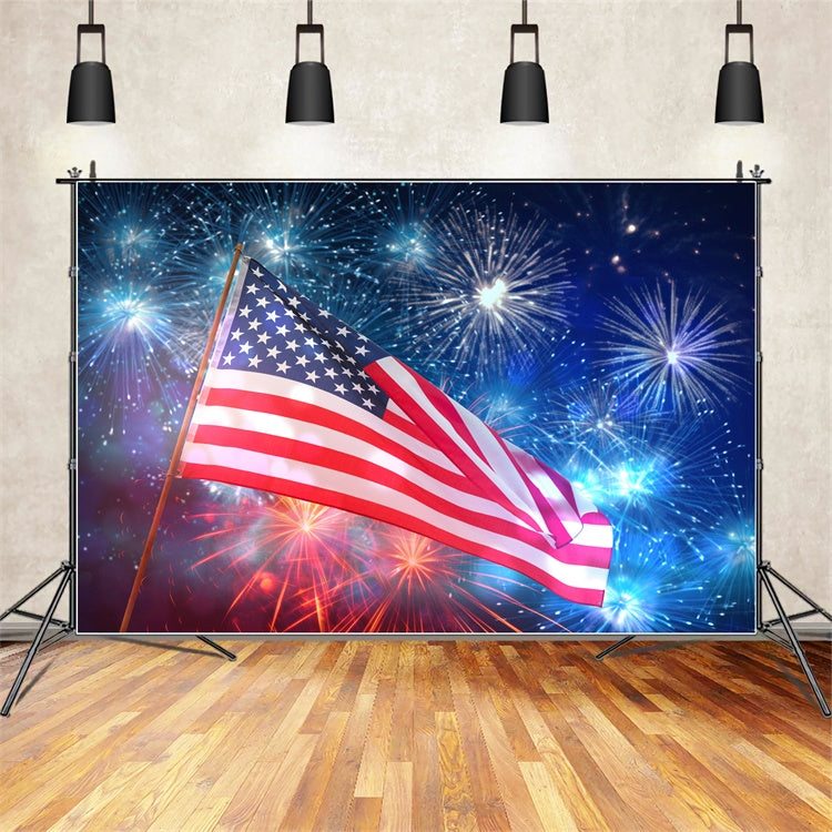 American Flag Backdrops Sparkling Night Fireworks Backdrop LXX1-187