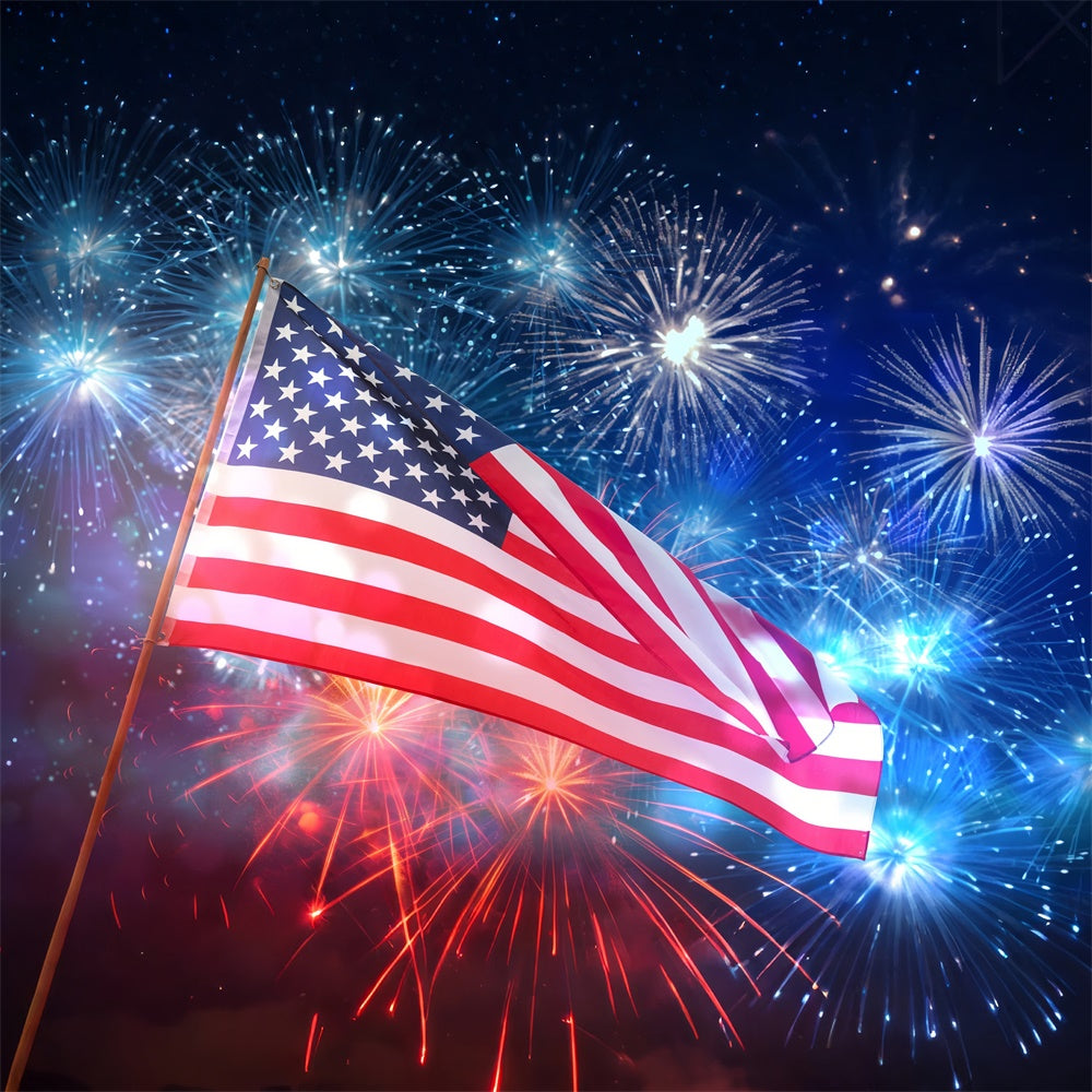 American Flag Backdrops Sparkling Night Fireworks Backdrop LXX1-187