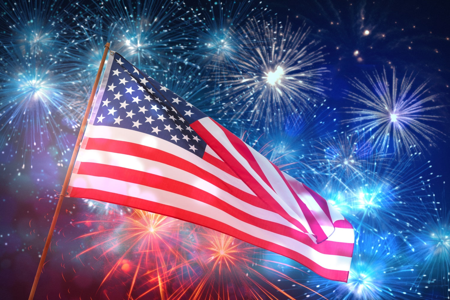 American Flag Backdrops Sparkling Night Fireworks Backdrop LXX1-187