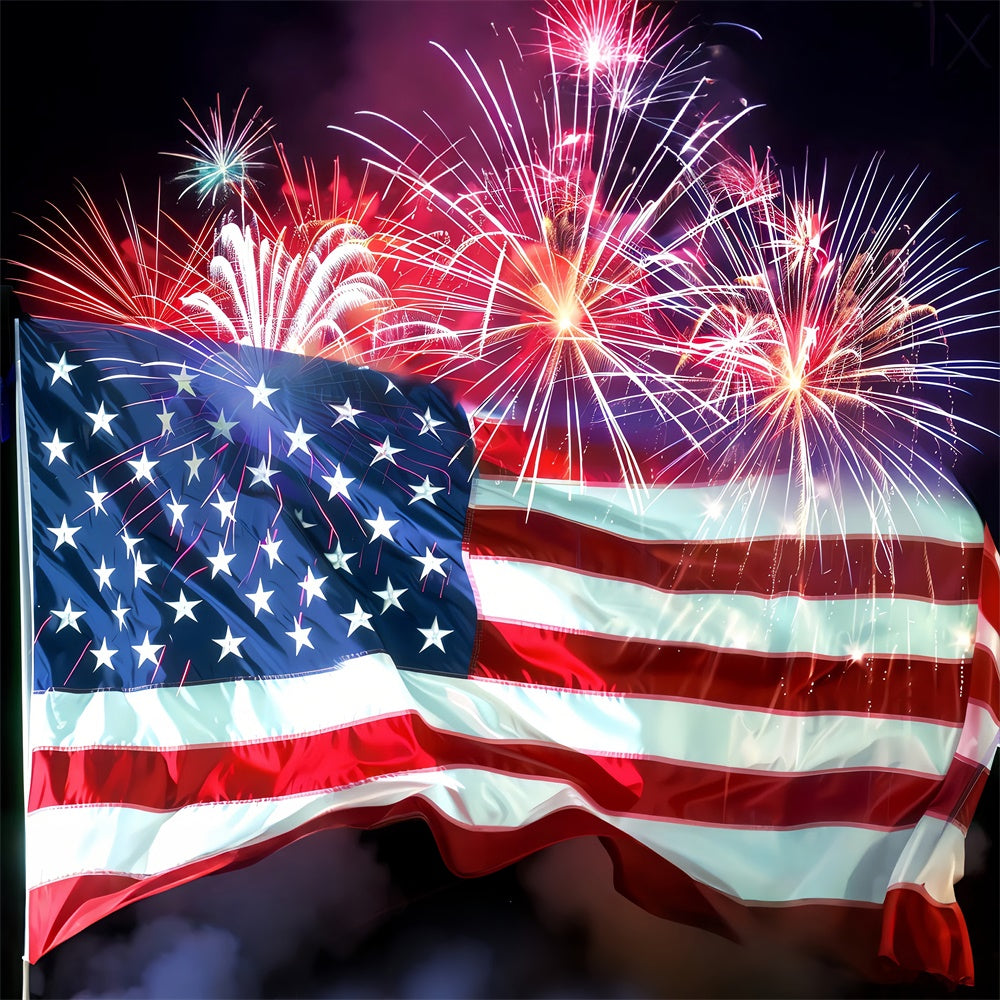 American Flag Photo Backdrop Red Fireworks Celebration Backdrop LXX1-190