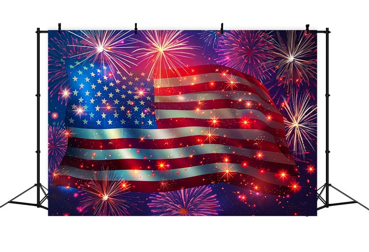 American Flag Backdrop Sparkling Stars Freedom Fireworks Backdrop LXX1-192